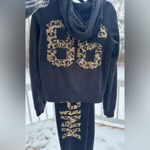Rare 2011 VS PINK Leopard Sequin 86 Hoodie Pant Set Y2K